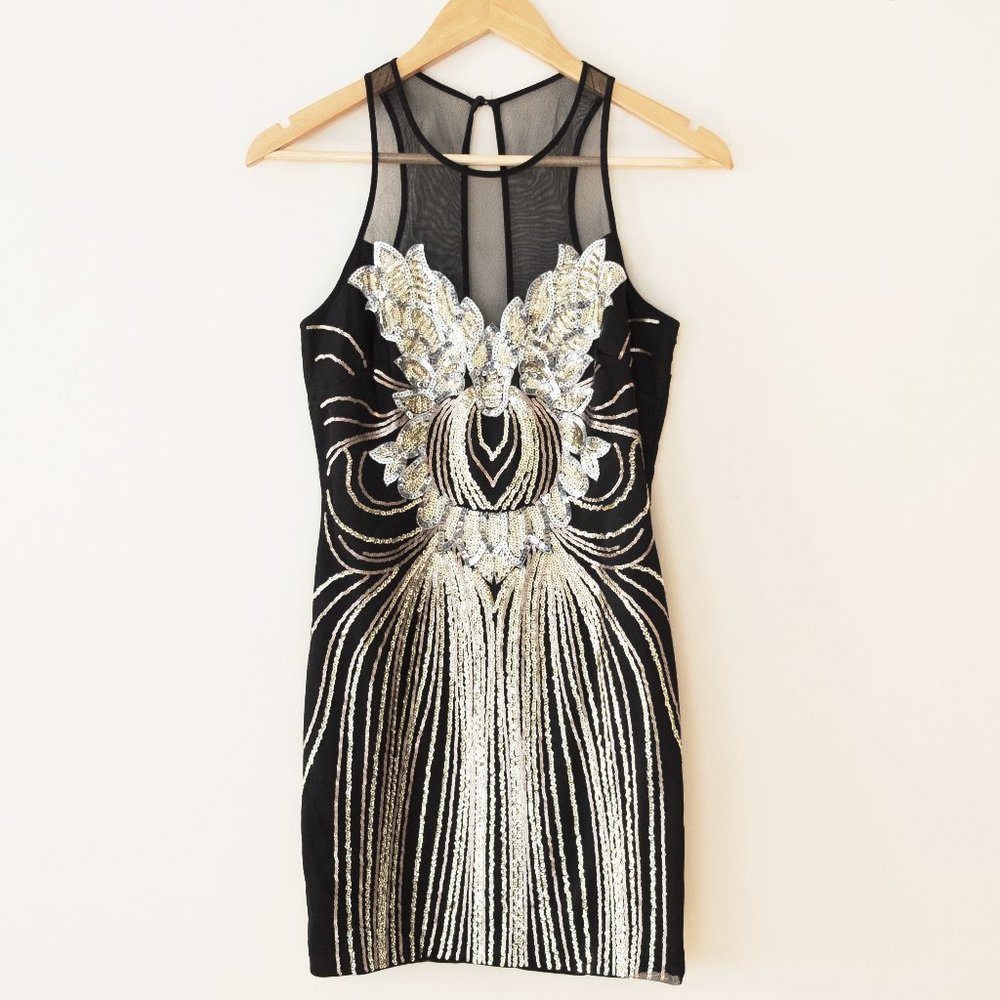 Bebe Sequin Little Black Dress